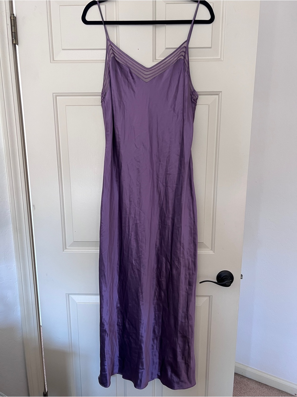 Vintage 2001 Victoria's Secret Lilac Satin Slip Dress with Mesh V-Neck